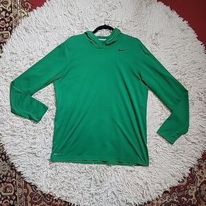 Nike Dri Fit Long Sleeve Shirt with Hood Green Sz Medium Performance Athleisure